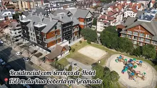Apartamento &agrave; venda em Gramado com servi&ccedil;os de Hotel (N&Atilde;O &Eacute; COTA) 150 metros rua coberta 2 su&iacute;tes