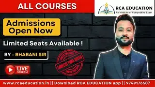 Admissions Open 2026 | RCA Education | All Competitive Exam Courses | Limited Seats