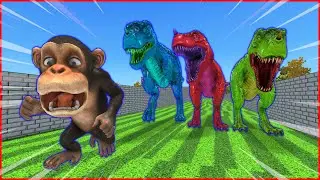 Funny monkey run away from T-rex clan | Mammoth life