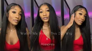 Install this 32’ 13x6 Straight Wig W/ Me || AliExpress x Princess Hair