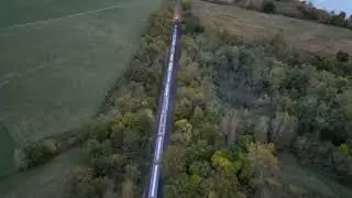 Following a Train through West Mansfield, Ohio.