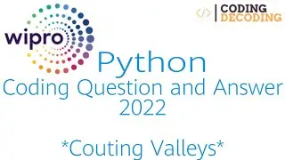 WIPRO Python Coding Question *Counting Valleys* Answer 2022 