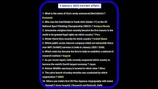 3 January 2026 Current affairs