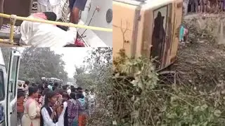 KLR Engineering college bus overturns in Bhadradri Kothagudem; several students injured| Telangana