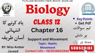 Nastic Movement | 2nd Year Biology Chapter 16 Support and Movement | FSc Part 2 Biology Lecture