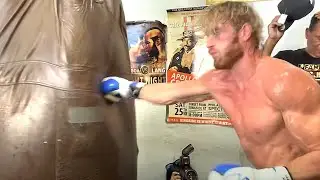 LOGAN PAUL BATTERING HEAVY BAG WITH RIB BREAKING PUNCHES DURING WORKOUT FOR FLOYD MAYWEATHER