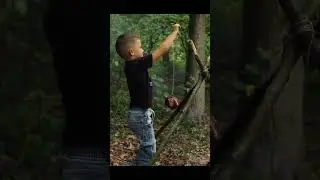 Roasted Beef over Open Fire in the Forest #shorts