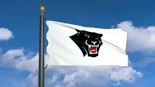 Flag of Florida Tech Panthers waving in the wind (moving clouds)