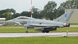 2 Eurofighter EF-2000 Typhoon FGR4 Royal Air Force Formation Takeoff at RIAT 2012 Airshow