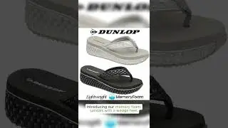Ladies Dunlop Memory Foam Sandals Comfort Walking Beach Wedge Flip Flops