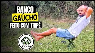 COMO FAZER UM BANQUINHO COM TRIPÉ PARA O MATO (Banco gaúcho) | #bushcraft #exfa | Canal Desbrava Rio