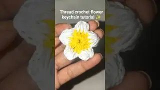 wow 🌸 thread crochet puff flower pattern keychain tutorial ✨ crochet for beginners #shorts #viral