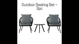 Southern Enterprises Wallinca Grey Black 3pc Outdoor Seating Set - The Classy Home