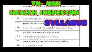 TN- MRB SYLLABUS FOR HEALTH INSPECTOR POST-2025
