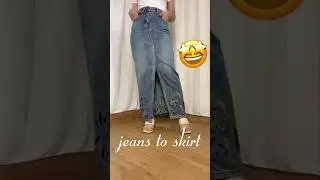 Jeans into a skirt #upcycling #reuse #diy #sewingtips #sewingtutorial #howtosew #refashion #sew