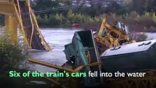 A railway bridge over the Tolten River in southern Chile collapsed as a train passed over it