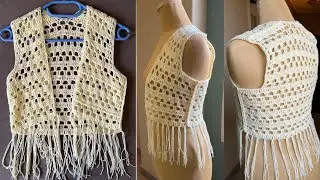 بوليرو كروشية بسيط وسهل boho crochet cardigan