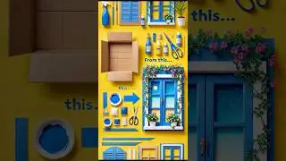 DIY Blue French Window from Cardboard #trashtotreasure #diy #craft #crafts #shorts #shortfeed
