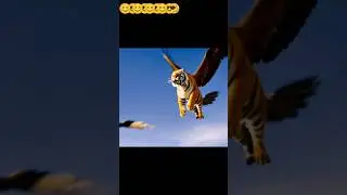 Tiger flying using the wings of the eagle   birds..