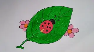 How to draw a Ladybug |A leaf with a Ladybug drawing |Ladybug drawing | leaf drawing |Siridrawings