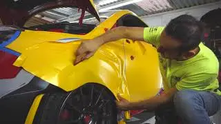 Abarth pearl metal yellow by car wraps mx