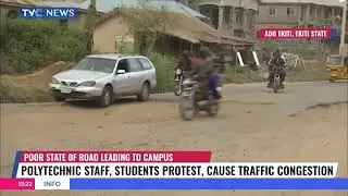 Polytechnic Staff, Students Protest, Cause Traffic Congestion Due to Bad Roads