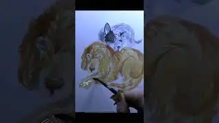 pen and watercolour dog painting