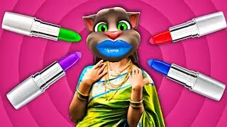 Talking Tom 4 Colourful Lipsticks Funny video | Funny cat makeup @MK Billu  @ak talking  Part-26