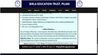 🇮🇳 Salary ₹65,000&ndash;₹1,25,000 | Birla School Permanent Teacher Job 2026 | 7th CPC Pay + PF | No Fee