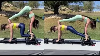 PAIR GIRLS PILATES IN SHINY SPANDEX LEOHEX LEGGINGS