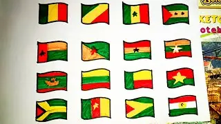 Red green yellow colour country flag drawing #green red yellow colour flag drawing easy way 👍👍