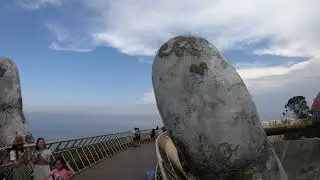 Ba Na Hills walking over the Golden Bridge in 4k