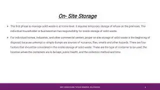 Source reduction and onsite storage methods