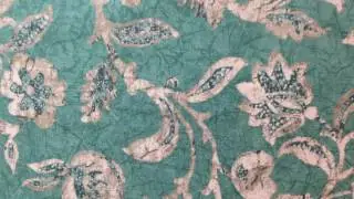 Turquoise Blue Beige White Floral Batik Style Drapery Fabric By The Yard 54