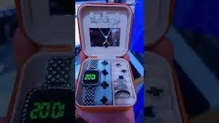 black design jewelry set for girls with watch