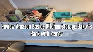 Review Amazon Basics Kitchen Storage Baker's Rack with Removable Top, Chrome/Beige, 18
