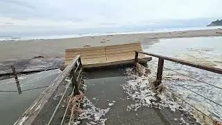 SARDINIA ~POETTO BEACH SUBMERGED BY STORM SURGE AND WAVE 