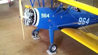 TWM 30% PT-17 Stearman Biplane With Evolution 7 Cylinder 260cc 4 Stroke Gas Radial Hangar Walkaround