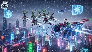 🌌 DREAMY / CYBERPUNK / 2025 🎄 Futuristic Santa & Snowy City Nights - Synthwave