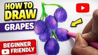 How to Draw Grapes 🍇 | &ldquo;Easy Grapes Drawing Tutorial 🔥&mdash; Beginners Step by Step!&rdquo; 