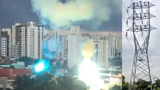 Power lines arcing short-circuited. (346)