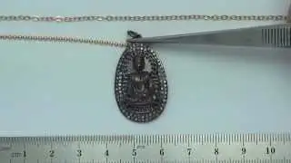 33X20mm Sterling Silver Buddha Charm (Dia0.55Ct) - PKS1562-RH