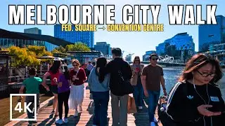 Melbourne City Summer Walk | Flinders Street to Convention Centre | Busy Weekend 4K ☀️
