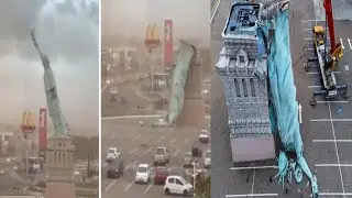स्टैच्यू ऑफ़ लिबर्टी, एक प्रतिष्ठित मूर्ति, ढह गई है || The Statue of Liberty has collapsed 