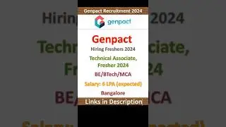 Genpact Hiring | Technical Associate, Fresher 2024 | BE, BTech, MCA | Bangalore | Fresher Jobs