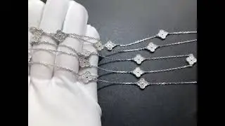Van Cleef & Arpels 18K White Gold Diamond 16 Motifs Sweet Alhambra Long Necklace