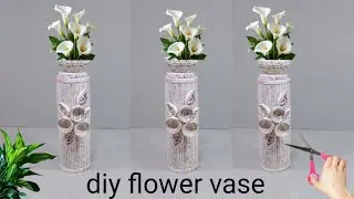 How to make a flower vase with waste paper Simple and stylish||Newspaper flower vase making ideas||