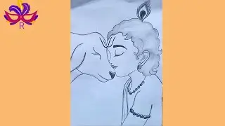 How to draw Krishna with Cow | Krishna Drawing |Lord Krishna Janmashtami Drawing | Pencil Drawing 