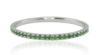 Tsavorite Garnet Wedding Band with Dainty Half Eternity Design LS2165