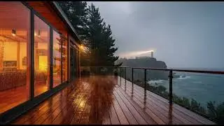 Rain Sound at a Coastal Cabin | Gentle Ocean Ambience | 3 Hours | Where Sound Stays